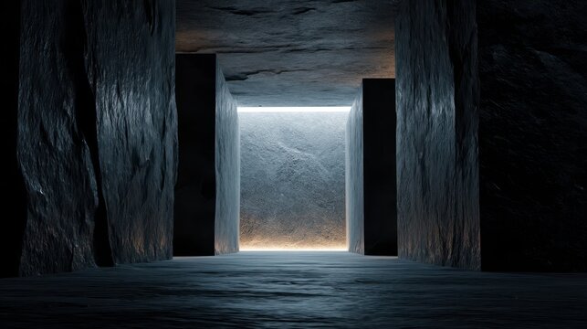 Conceptual Sealed Chamber with Faintly Glowing Light Source