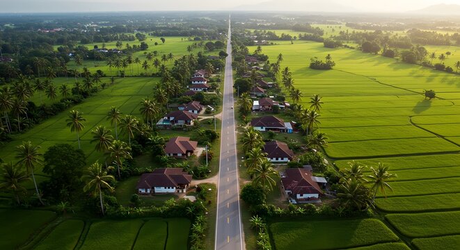 malaysian village with paddy view
