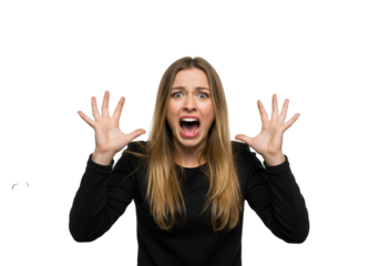 Portrait of Scared Woman on Isolated Background