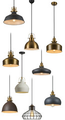 Set of Modern and Industrial Pendant Lights Illustration