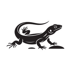 Fototapeta premium Elegant Black Silhouette of a Lizard on a White Background