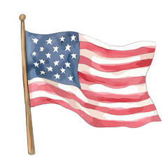watercolor illustration of United States Flag clipart isolated