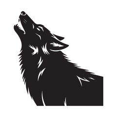 Fototapeta premium Black Silhouette of a Howling Wolf on a White Background