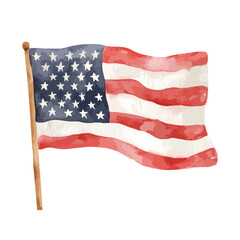 watercolor illustration of United States Flag clipart isolated