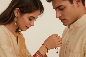 Indian couple in traditional ethnic wear during festive celebration, cultural heritage and wedding ceremony, authentic traditional clothing and jewelry photography
