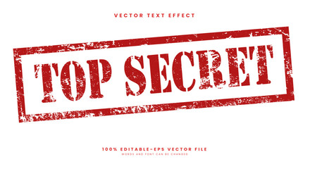 Top secret grunge stamp symbol 3d editable text effect
