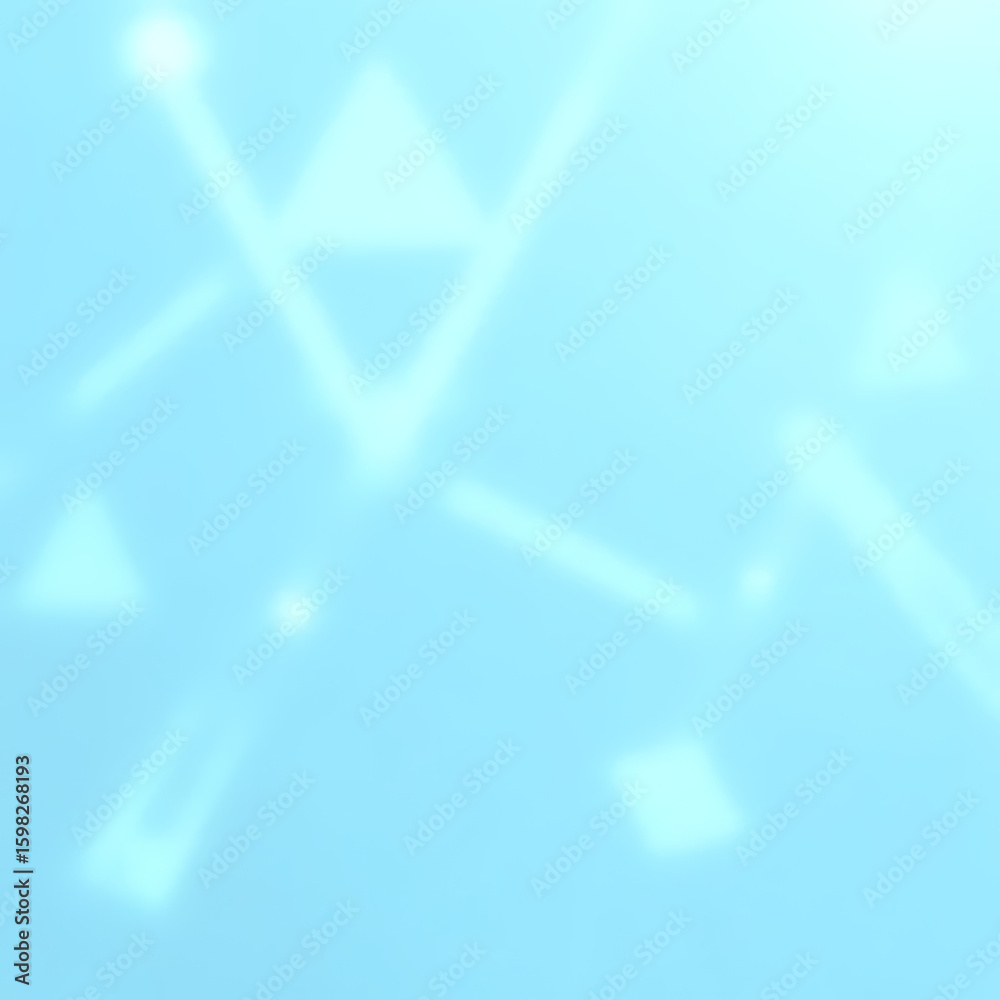 Poster abstract light blue background with blurred geometric shapes including triangles lines and dots crea