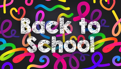 Back to school title with Colorful Swirl Ribbons Gradient Lines in Motion