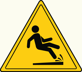 Yellow Tripping Hazard Sign. Vector Icon. Falling Man. Danger Warning Sign
