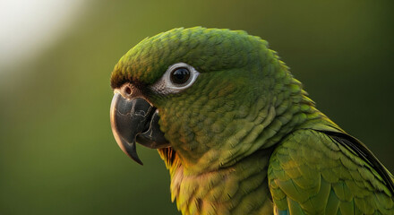Fototapeta premium Close-up of a Vibrant Green Parrot in Nature