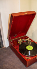 Old, vintage vinyl record player. Retro