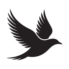 Fototapeta premium Elegant black silhouette of a bird in flight with spread wings