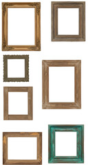 Set of Vintage Wooden Frames Isolated Illustration