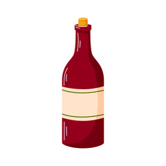 Bottle of kiddush wine for Rosh hashanah Jewish holiday in cartoon isolated on a white background.