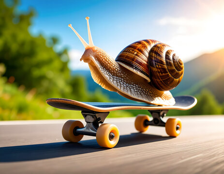 Fast Snail on a Skateboard