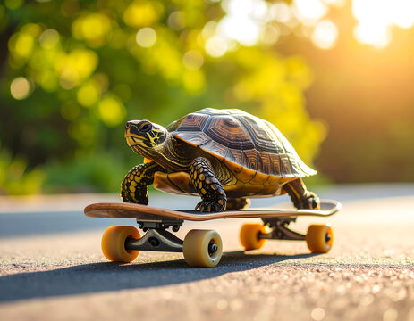 Slow Turtle on Fast Skateboard