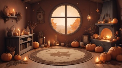 halloween pumpkin and candle