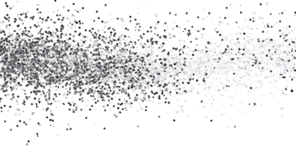 Falling silver glitter confetti isolated on transparent background