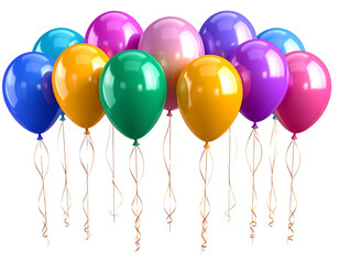  3D Rendered Colorful Helium Balloons Tied Together in a Line