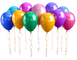  3D Rendered Colorful Helium Balloons Tied Together in a Line