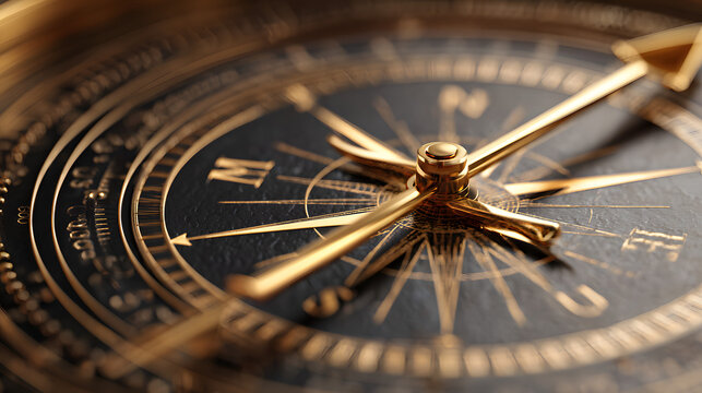 Abstract image of a compass with strategic business direction motifs, symbolizing navigation and alignment towards goals, compass, goals