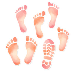 Watercolor Illustration Footprints Set