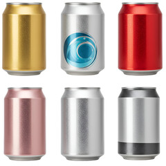 Six Pack Metallic Aluminum Cans Illustration Isolated