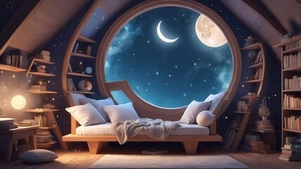 the moon on the window