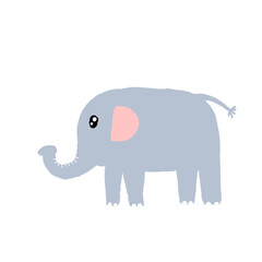 Behold the utterly enchanting cartoon elephant, a delightful creation poised on a pristine white canvas! Its enormous, expressive eyes sparkle with childlike wonder, 