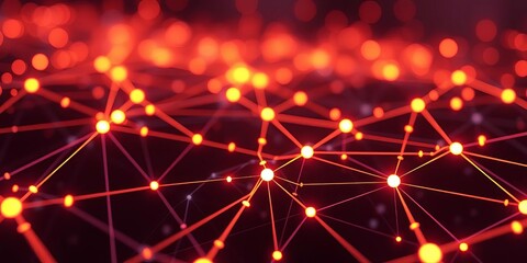 Obraz premium Abstract network nodes with glowing lines, representing AI-driven data flow, digital, innovation