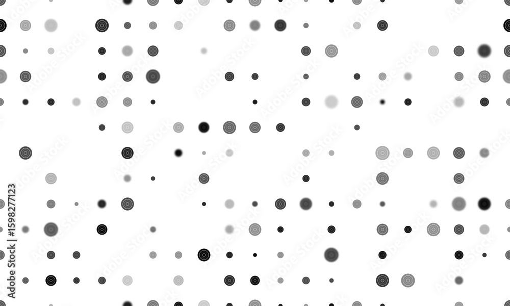 Poster seamless background pattern of evenly spaced black checker game symbols of different sizes and opaci