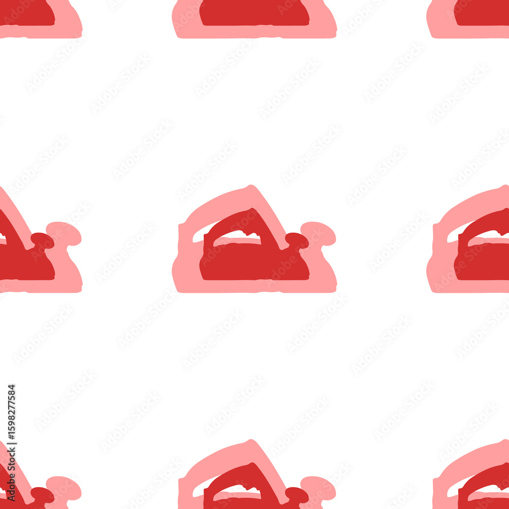 Aufkleber Seamless pattern of large isolated red electric plane symbols. The elements are evenly spaced. Illustration on light red background