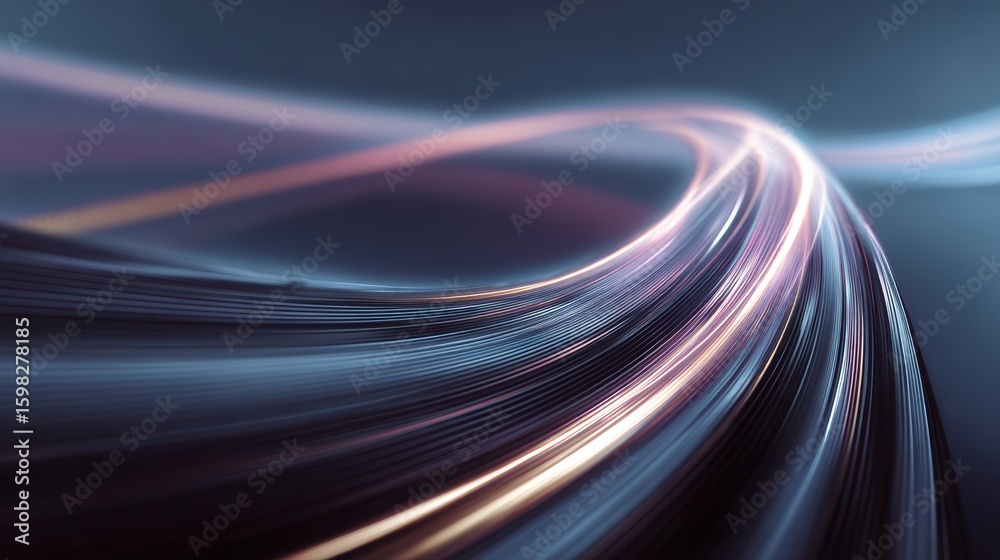 Poster a mesmerizing display of abstract light trails showcasing speed and motion in a digital atmosphere.