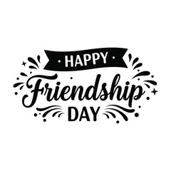 Vector illustration of hand drawn happy friendship day felicitation in fashion style with lettering text