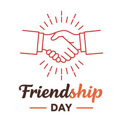 Happy Friendship day colorful typography with a handshake