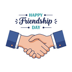 Happy Friendship day colorful typography with a handshake