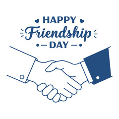 Happy Friendship day colorful typography with a handshake