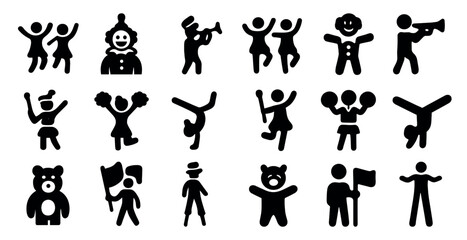 Celebration and party icons set – solid, filled, festive and fun symbols