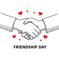 Happy Friendship day colorful typography with a handshake