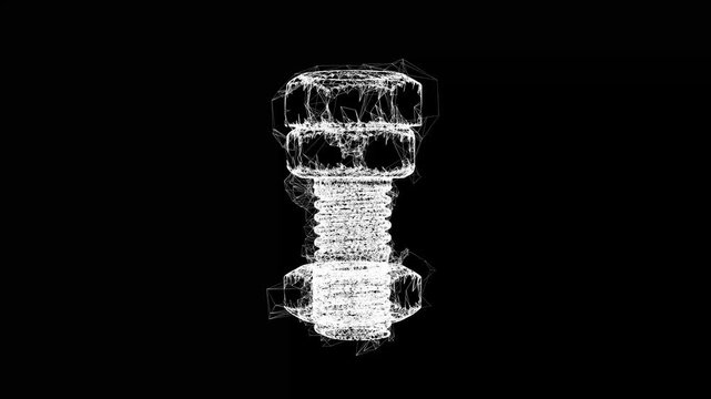 Steel screws with nuts for attaching objects. Wireframe low poly mesh cyberspace grid science and technology Available in FullHD and HD video