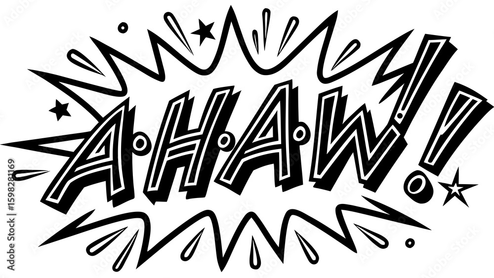 Fototapete a graphic design featuring the word ahaw in a stylized comic book explosion effect design element cr