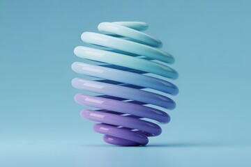 Abstract 3D Render of a Gradient Colored Spring on a Light Blue Background Modern and Minimalist Design