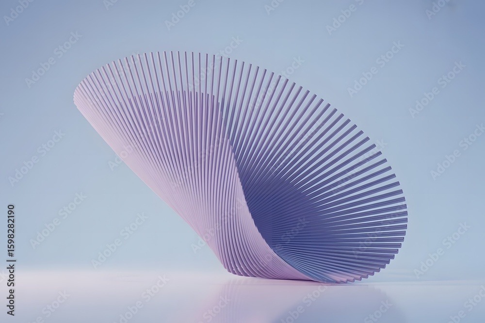 Poster abstract pastel purple curved structure made of parallel lines creating a modern and minimalist back