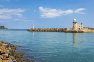 Howth Harbour Lighthouse, built in 1818, County Dublin, Ireland.