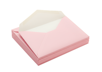Stack of Pink Envelopes Isolated on Transparent Background