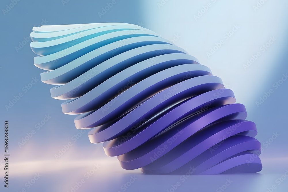 Poster Abstract 3D Render of a Twisted Structure with Gradient Colors and Smooth Lighting Creates a Modern Design