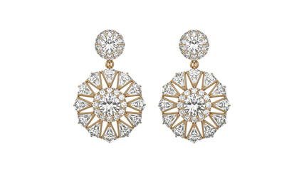 Naklejka premium Luxurious Rose Gold and Diamond Drop Earrings - Elegant Bridal Jewelry