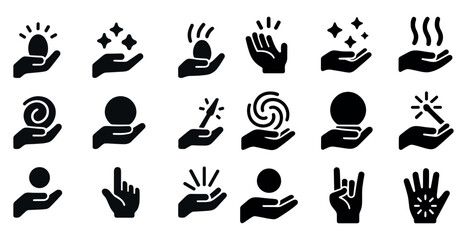 Magic and mystery silhouette icons set &ndash; flat, filled, mystical and enchanted symbols