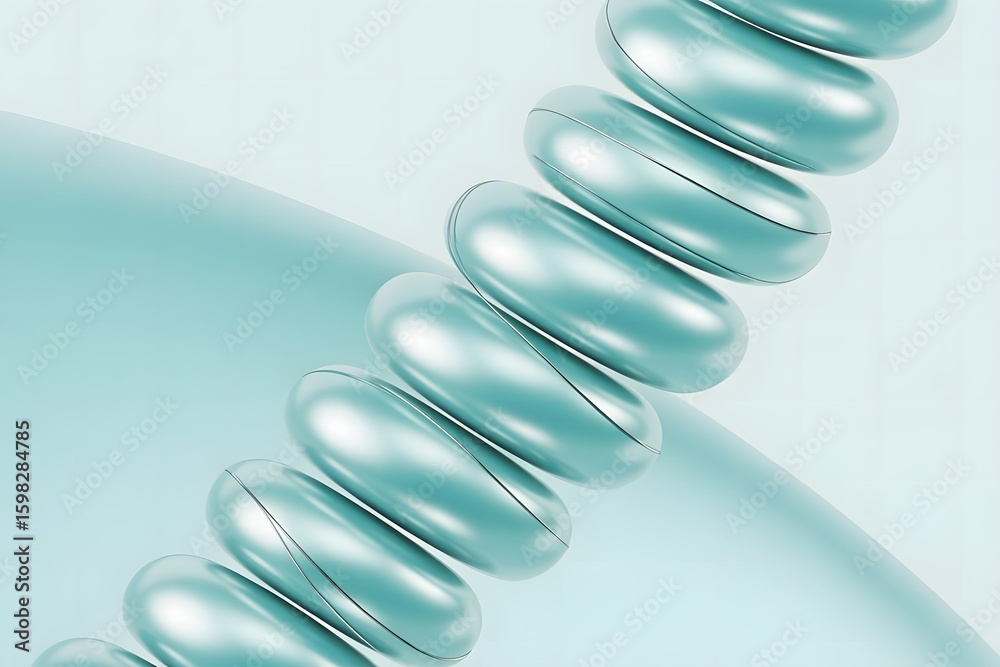 Fototapete abstract turquoise rings in a diagonal pattern on a light blue background modern and minimalist desi