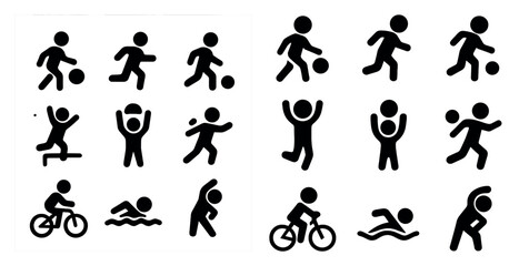 Sports and fitness icons set &ndash; silhouette, solid, athletic and recreation symbols